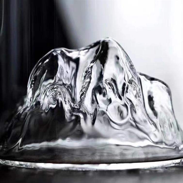 2 Pcs High Borosilicate Glass Green Tea Cup Creative Transparent Japanese Tibetan Mountain Glass Cup with Handle Thickened Drinking Cup