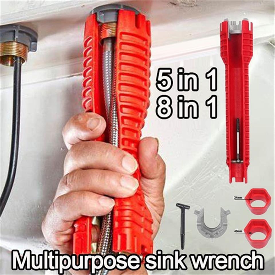 5/8 In 1 Anti-slip Sink Faucet Wrench Multifunctional Double Head Repair Wrench Water Heater Plumbing Tools Bathroom Tool Sets