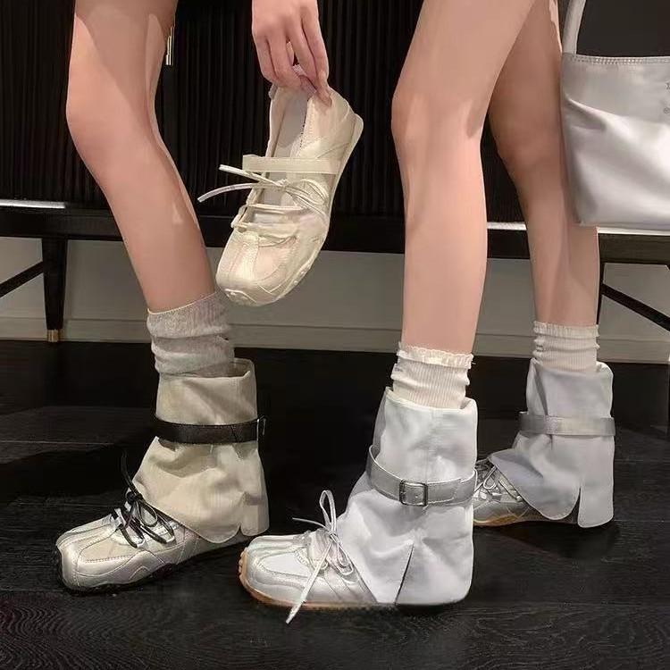 Туфли Мэри Джейн на шнуровке с рукавами женские 2025 лето новая мода универсальные супер крутые спортивные повседневные плюшевые короткие ботинки