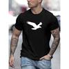 Eagle Pattern T-shirt, Summer and Autumn Men's Casual Street Style Slightly Stretched Round Neck Cotton T-shirt