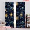 2D Flat Printing 2pcs Window Drapes Boho Outer Space Versatile Durable Polyester,Without Electricity Family Party Decoration for