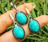 Awesome Turquoise Gemstone 925 Sterling Silver Plated Unisex Earring & Pendant Set OM-47
