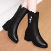 Mid-tube Boots Thick-heeled Short Boots Autumn Mid-heeled Ladies Pu Leather Shoes