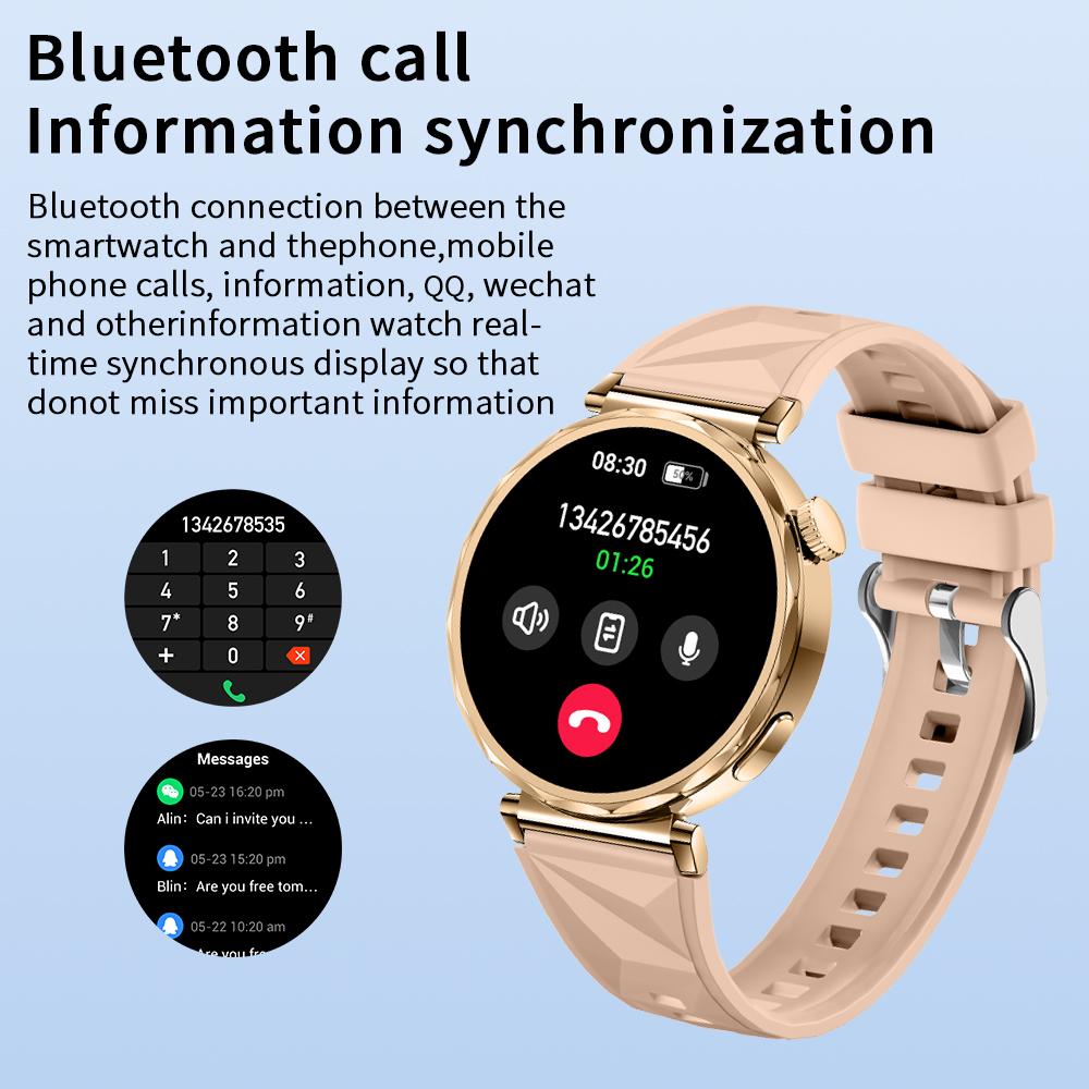 SACOSDING Amoled Screen Women Smart Watches Bluetooth Call Smartwatch Voice Assistant Heart Rate Compass Sport Watch