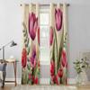 Flower Tulip Leaves Window Curtains for Living Room Luxury Bedroom Curtain Kitchen Blinds Drapes Curtains