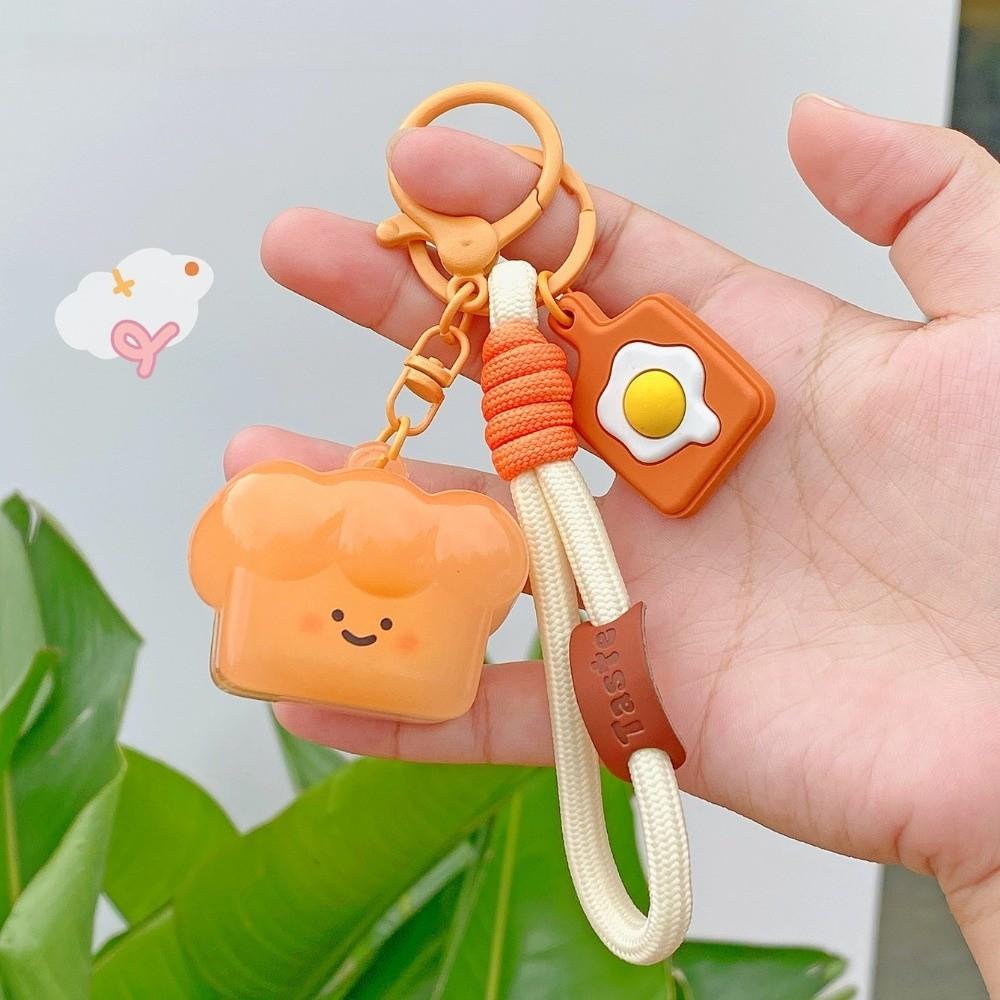 Cartoon Roast Suckling Pig Keyring Funny Toast Pretzel Keychain Bag Hanging