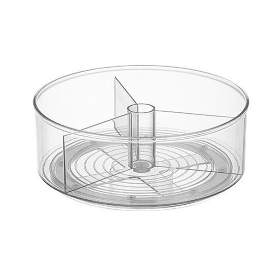 Lazy Susan Organizer Storage Holder Large Capacity Transparent Design 360-Degree Rotatable Countertop Makeup Storage Tray