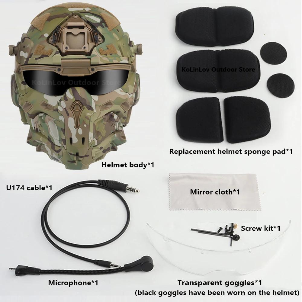 NEW W-Ronin Assault Helmet Tactical FAST Helmet Built-in Communication Headset Anti-fog Fan Detachable Mask Replacement Lens