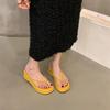 Wedge Heel Heightened Pinch Flip-flops Fairy Shoes 2025 New Summer Outer Wear Holiday Thick-soled Sandals