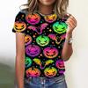 Модная женская футболка с коллекцией тыквы на Хэллоуин с графическим 3D принтом, летняя одежда большого размера из полиэфирного волокна