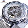 Watch Men's Fashion Casual Classic Popular Mesh Belt Hollow Out Rhinestone Mechanical Watch