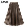 Autumn and Winter Women's Skirt Double-sided Pleated Skirt Saree Half-body Large Size A-line Skirt To Cover The Stomach Half-skirt