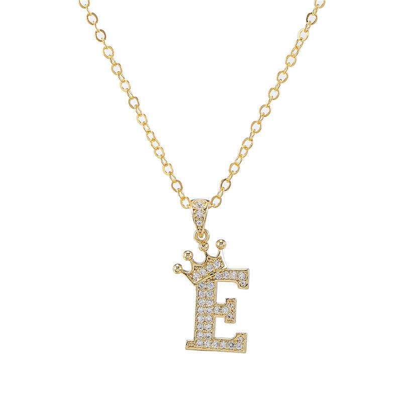 Zircon Crown Necklace New Necklaces Fashion Women's Necklace Pendant Simple English Letter Necklace
