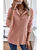Rose Tan Rib Textured Henley Knit Top