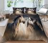 3D Horse Pattern Bedding Single Double Bed Full Size Animal Print Pillowcase and Quilt Cover Microfiber Washable Home Decoration