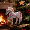 2D Acrylic Horse Pendant Flat Cartoon Horse Pendant Keychain Charm Colorful Horse Ornament for Backpack Christmas Tree Decoration