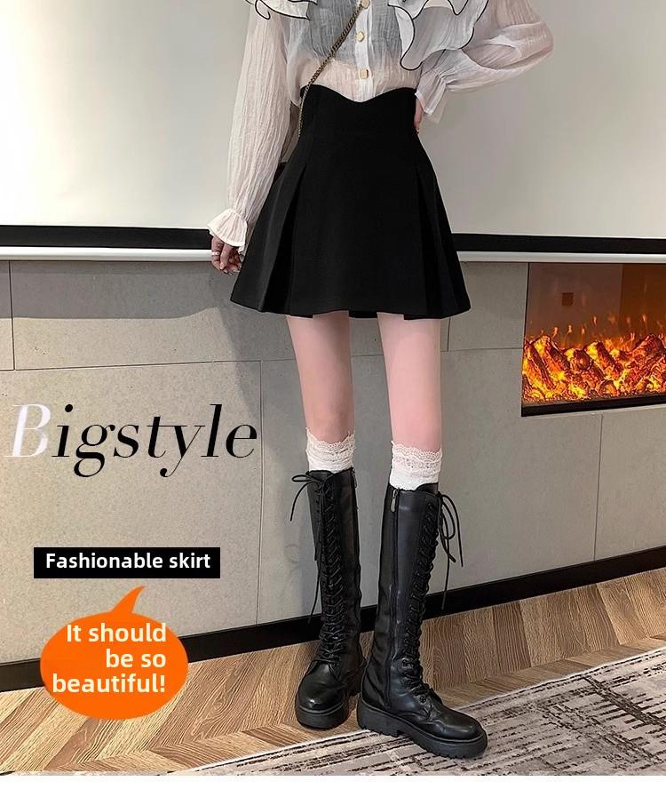2024 Spring Women's High Waist Slim Anti-Exposure A-Line Skirt - Fashionable Korean College Style