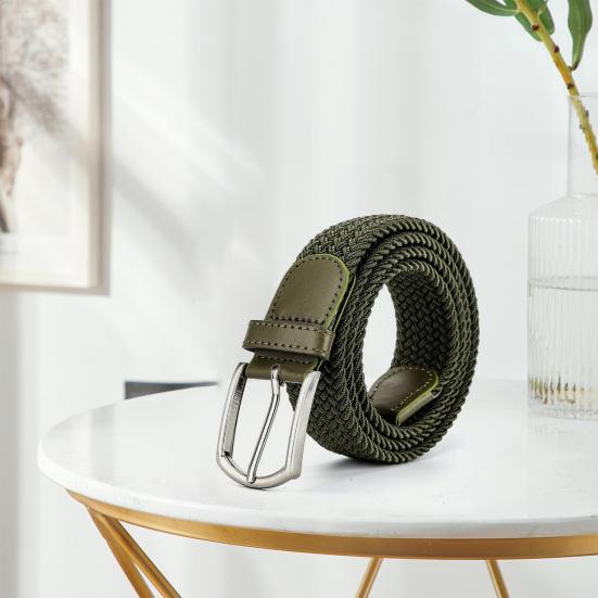 Men Belt Metal Pin Buckle Wide Band Anti-break Solid Color Firm Stitching Great Tougness Waist Strap Male Elastic Belt Pants Jeans Matching