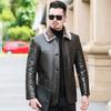 Winter New Middle-aged Sheepskin Jacket Buttoned Genuine Leather Jacket Men's Fur One-piece Plus Velvet Warm and Thickened Jacket