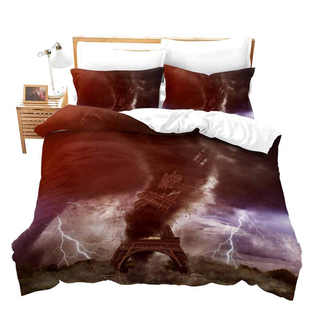 Thunder and Lightning Duvet Cover Set Cloud Natural Disaster Landscape Bedding Set for Kid Teen Adult Polyester Comforter Cover