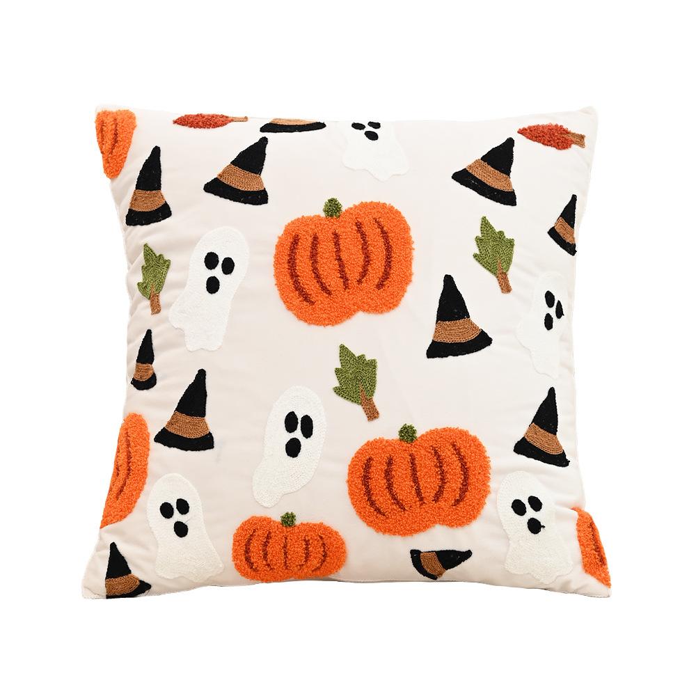 Halloween Pillow Cover, Halloween Embroidery Pillowcase,  Family Party Pumpkin  Decoration Pillowcase, Cushion Cover