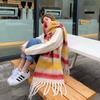 Versatile Four Color Cashmere Scarf Long Tassel Rainbow Winter Plaid Shawl Gradient Tie Dye Scarf