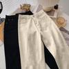 Women's High-Waist Apricot Jeans - Autumn/Winter, Plush-Lined, Loose-Fit, Carrot/Daddy Style Harem Pants, 9/10 Length