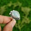 Natural Aquamarine Gemstone Stackable Adjustable Ring 925 Silver For Girls