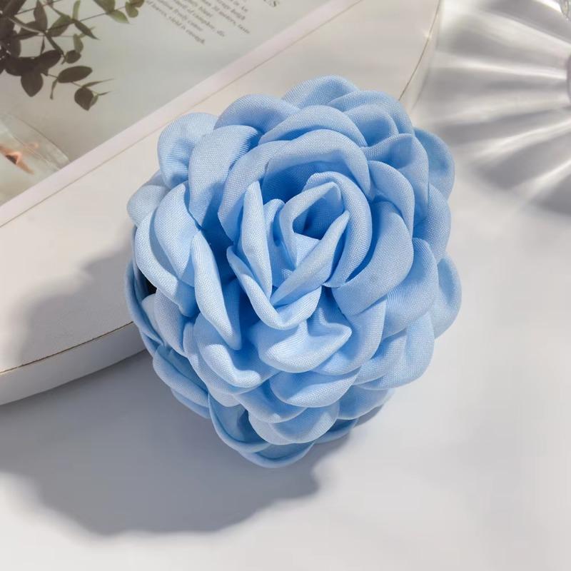 16 Colors Sweat Medium Size Cotton Fabric Rose Flower Hair Claw Clips for Women Korean Ctach Shark Clamp Hair Accessories