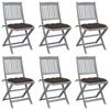 Day and Night - Day and Night Folding Garden Chairs 6 Units Cushions Solid Acacia Wood