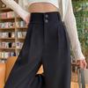 Women's Fleece-Lined Slim-Fit Wide-Leg Pants: High-Waisted, Sleek, and Stylish for Spring/Autumn