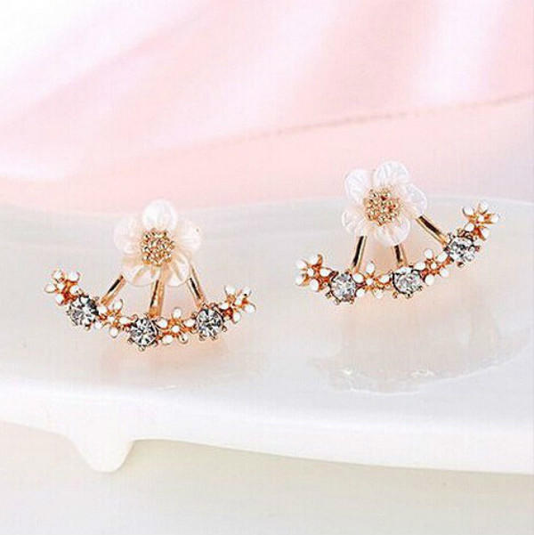 Crystal Stud Earrings Boucle Femme Fashion Flower Earrings for Women Gold Bijoux Jewelry Mujer ARI