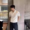 Men's Korean Style Trendy Lapel Polo Shirt - Short-Sleeved, Handsome, Mature Solid Color Knitted Top