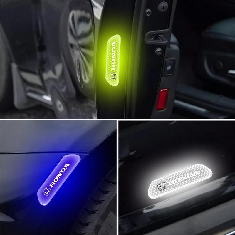 4PCS Car Door Safety Warning Reflective Mark 3D Sticker Car Accessories for Honda Fit Jazz Civic Accord Pilot Passport Stepwgn CRV BRV HRV Insight