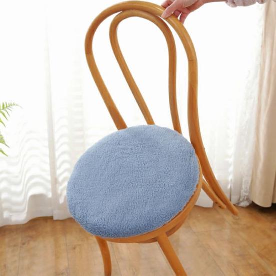 Fleece Round Chair Cushion Plush Faux Lambswool Seat Pad with Zip Winter