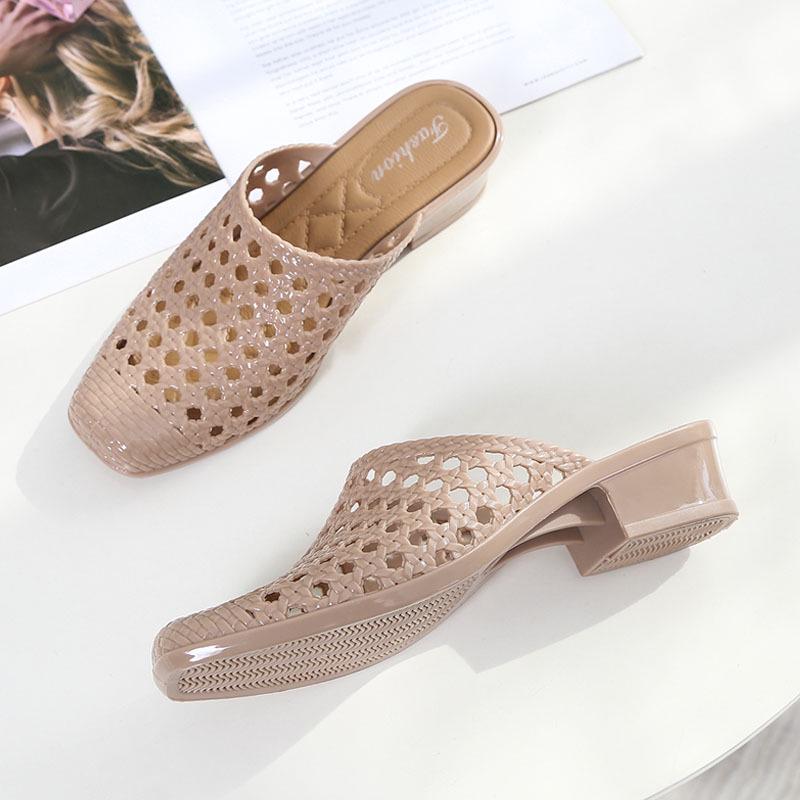 Women's Summer Mid-Heel Beach Slippers: Non-Slip, Fashionable Korean Style with Thickened Sole