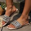 Fashion Fashion 2024 Summer Outdoor Beach Sandals Square Head Golden Luxury High Quality Women Slippers  Zapatos De Mujer  Sandalen
