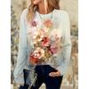Fashion Women's Pullover Floral /Butterfly Graphic Casual Streetwear O-Neck Basic Long Sleeve Tee Tops Micro-Elastic Sweatshirt