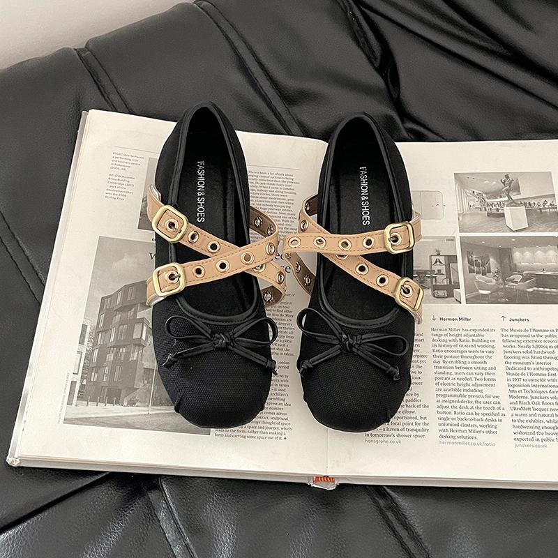 Vintage Cosy Soft Sole Women Ballet Flats Concise Belt Buckle Shoes Ladies Outdoor Comfort Mary Jane Shoes