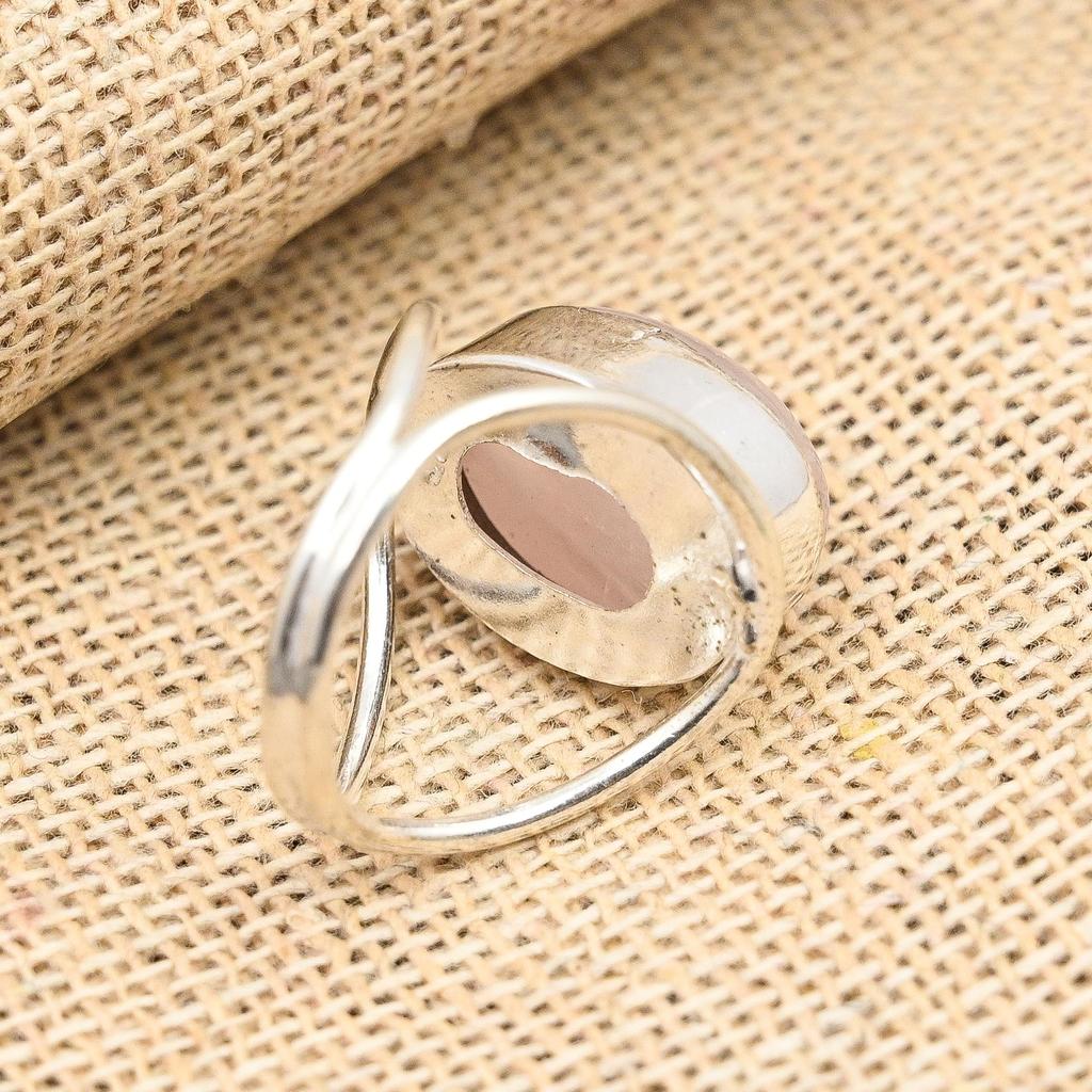 Rose Quartz Gemstone Handmade Solid 925 Sterling Silver Ring Jewelry