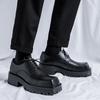 Square Top Thick Soled Men's Leather Shoes Designer Style Youth Outdoor Trendy Party Handsome Adult Shoes Plus Size -46