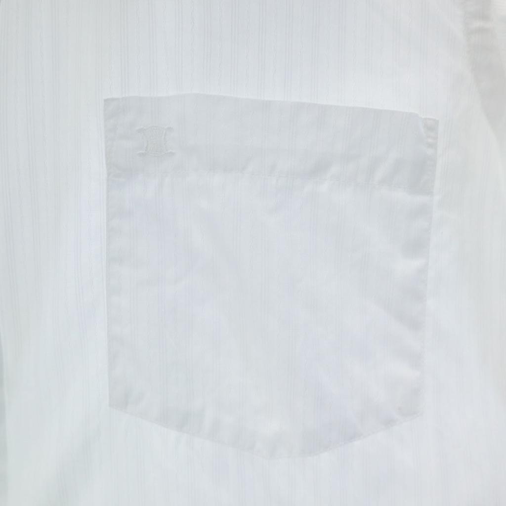 Celine Striped Pattern Long Sleeve Cotton Shirt White Men's Used