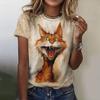 Ladies' Loose T-shirt Breathable Round Neck Short Sleeved Tee Women Fashion 3D Digital Printing Cute Cartoon Funny Animal T Shirts