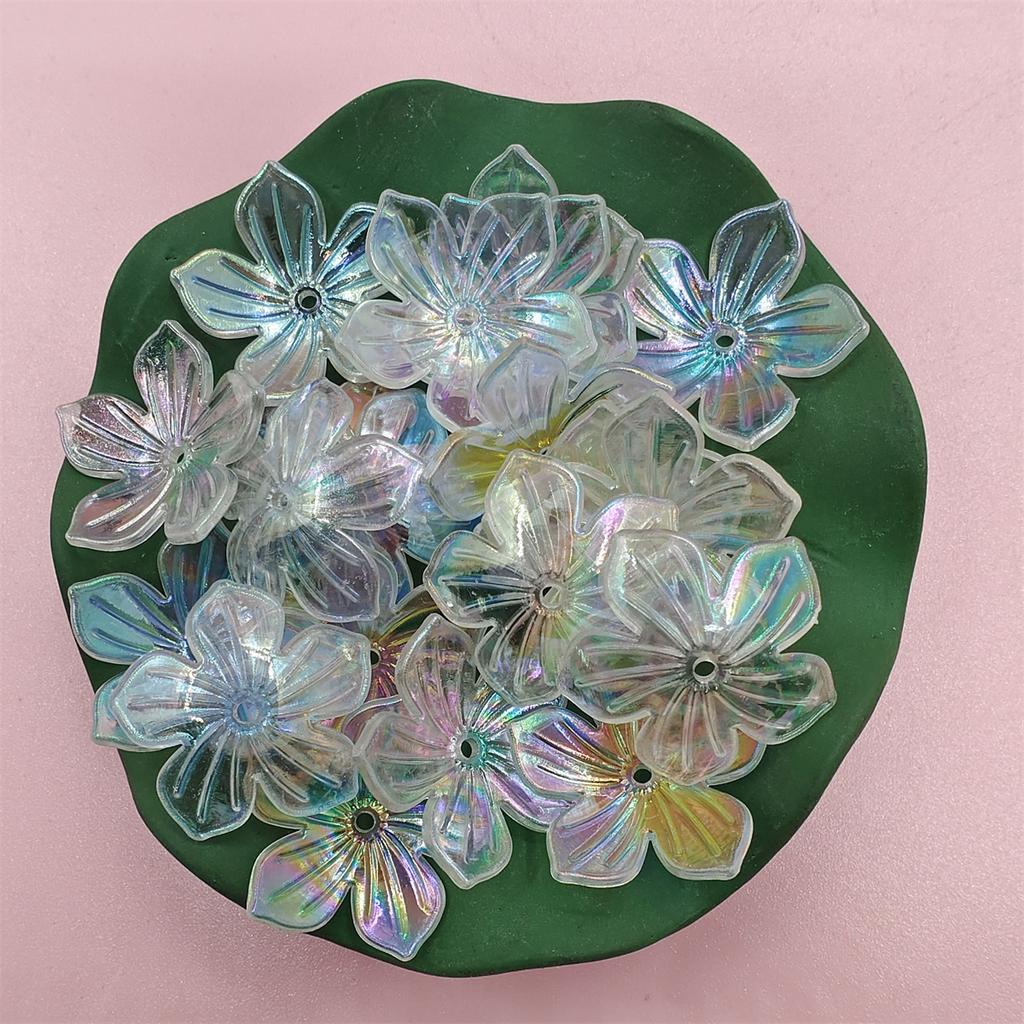 60Pcs Bracelet Necklace Acrylic Beads 22.8mm DIY Handmade For Jewelry Making Loose Spacer Beads Sun Flower Shape