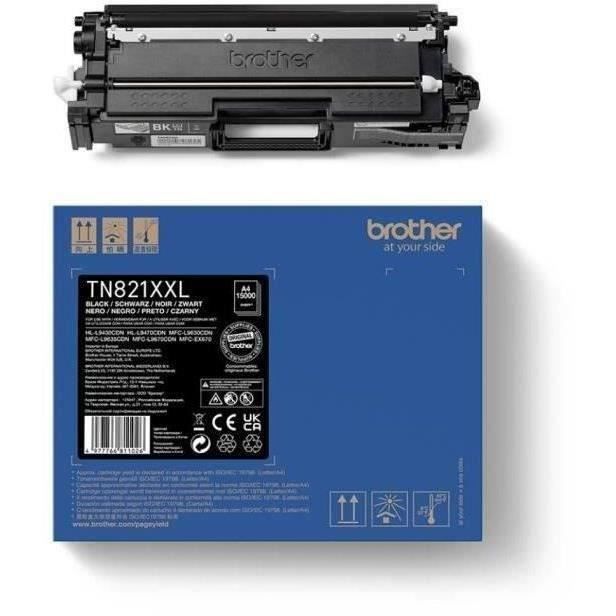 Toner Noir - BROTHER - TN821XXLBK - 15 000 Pages