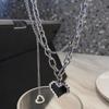 Punk Senior Fashion Women Pendant Necklaces Fine Double Link Chain Metal Heart Party Necklace Jewelry Gift