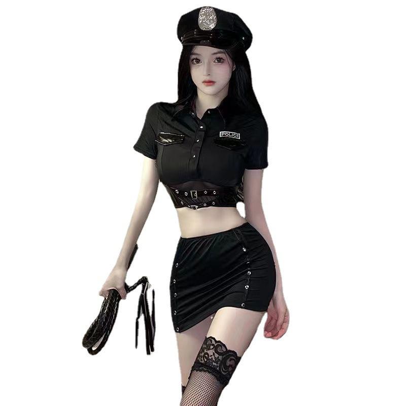 Sexy Cosplay Uniform Seduction Adult Products Sexy Police Buttocks Skirt Women's Nightclub Sex Lingerie Suit