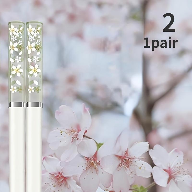 Amber Sakura Chopsticks Antibacterial Anti-slip High Temperature Resistant Reusable for Sushi Food ChopsticksTableware