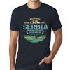 Men’s Vintage Tee Shirt Graphic T Shirt Mountain Explorer Serbia Navy