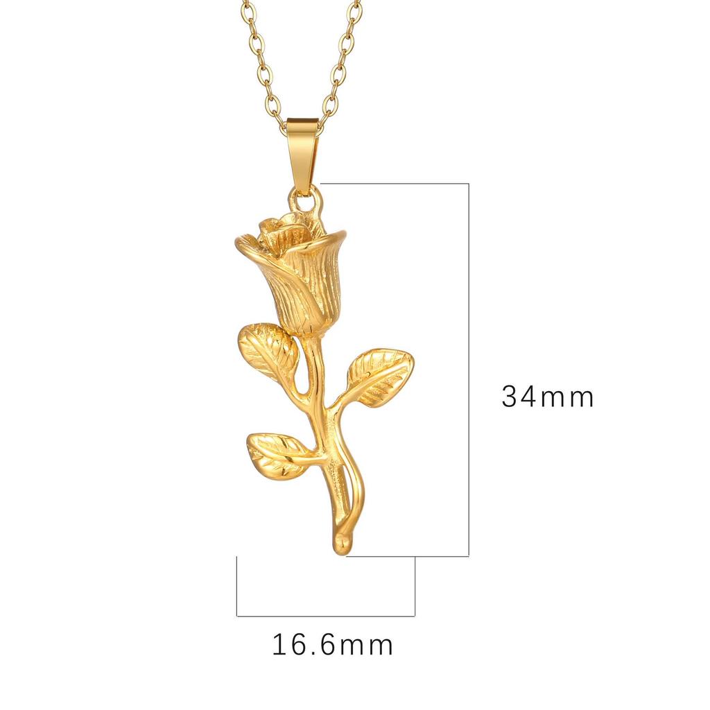 Rose Pendant Necklace: Sweet, Simple, Versatile Clavicle Chain In Trendy Titanium Steel.